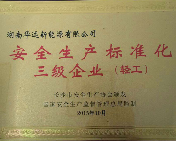 安全生产标准化三级企业（轻工）
